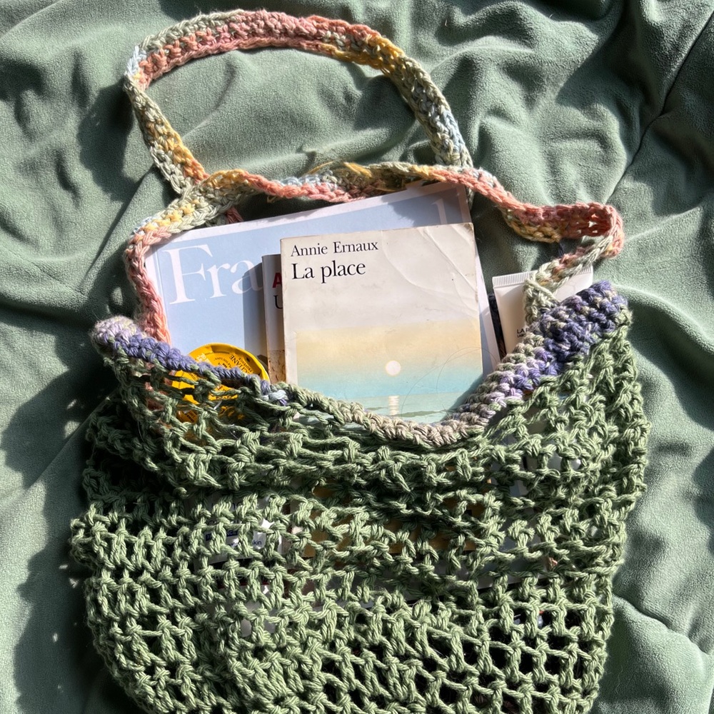 Monet inspired French Market Bags, handmade crochet recycled cotton yarn :)
